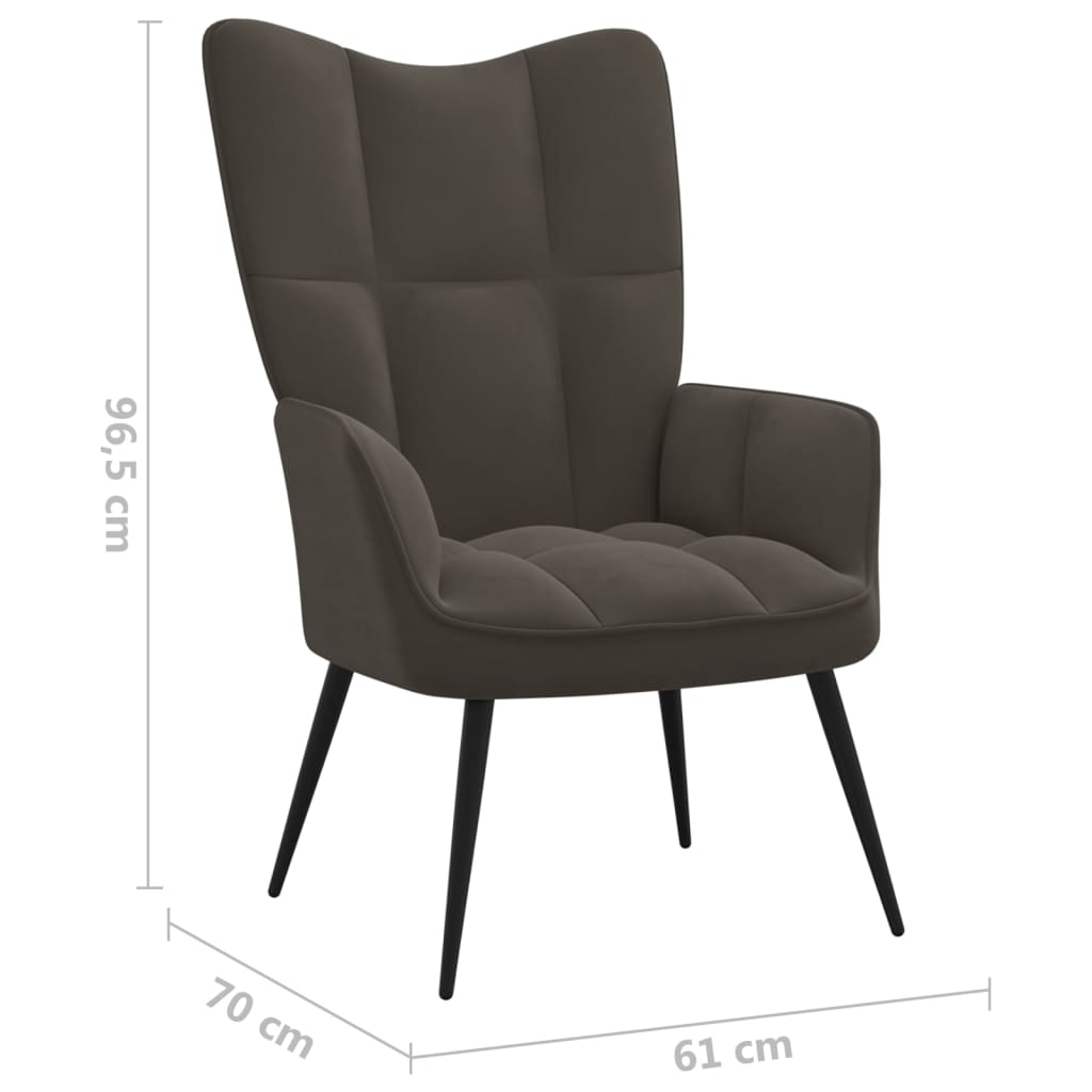vidaXL Relaxační křeslo se stoličkou tmavě šedé samet