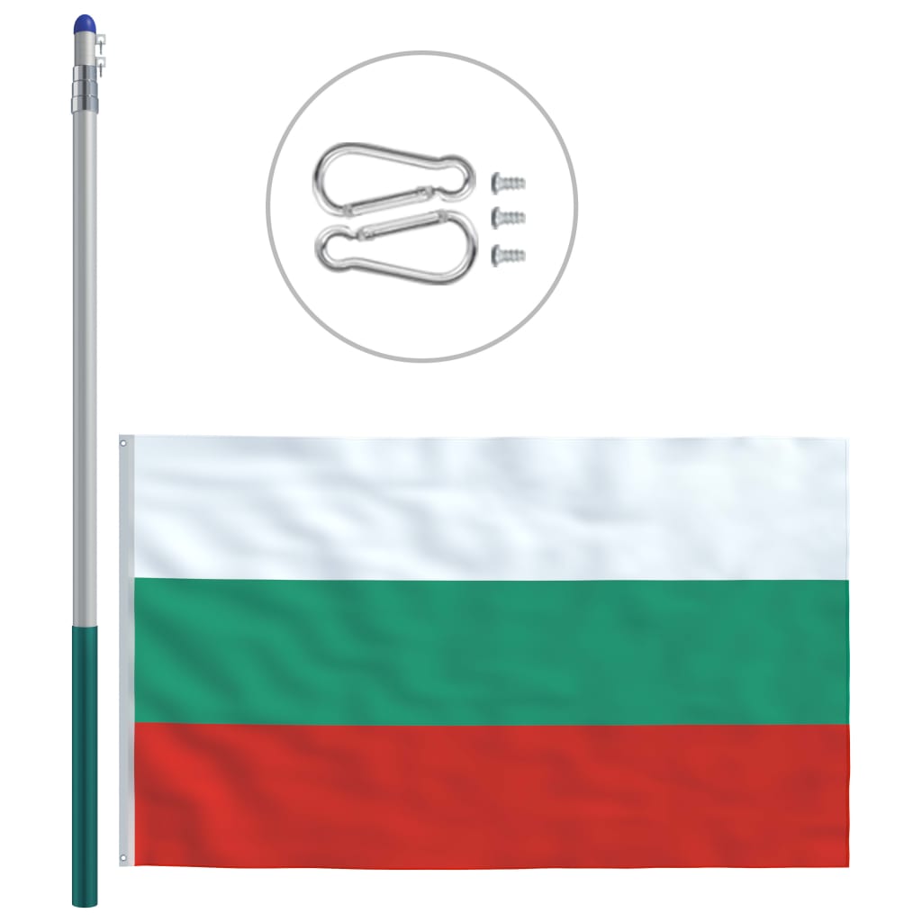 vidaXL Bulharská vlajka a stožár hliník 6 m
