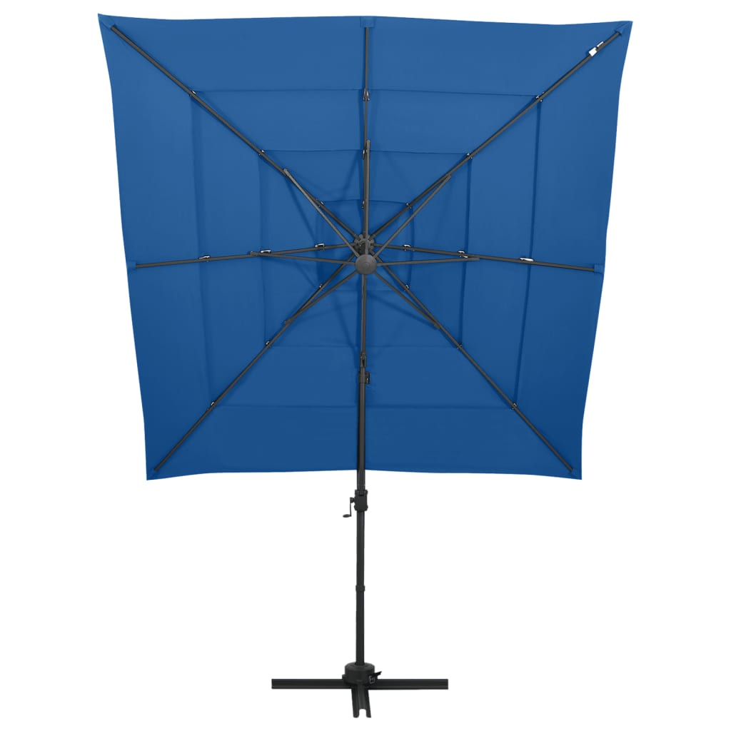 vidaXL 4stupňový slunečník s hliníkovou tyčí azurově modrý 250x250 cm