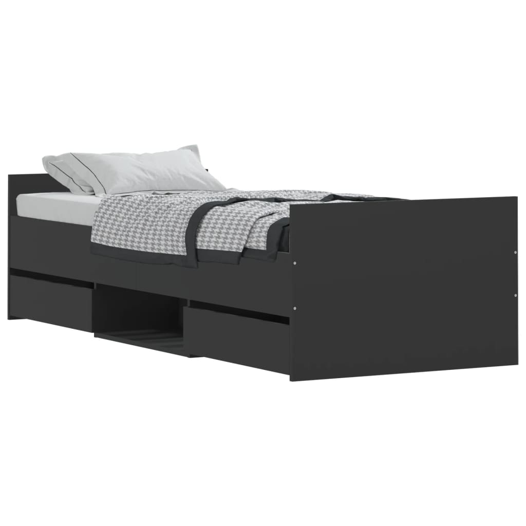 vidaXL Rám postele s hlavovým a nožním čelem černý 75 x 190 cm
