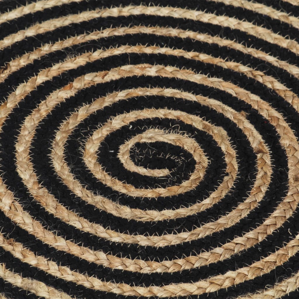vidaXL Ručně vyrobený koberec z juty spirálový design černý 90 cm