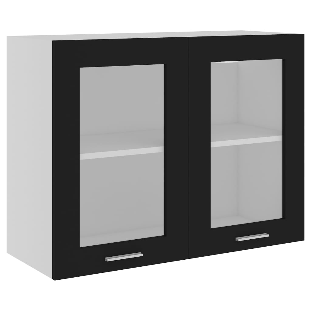 vidaXL Horní skříňka prosklená černá 80 x 31 x 60 cm dřevotříska