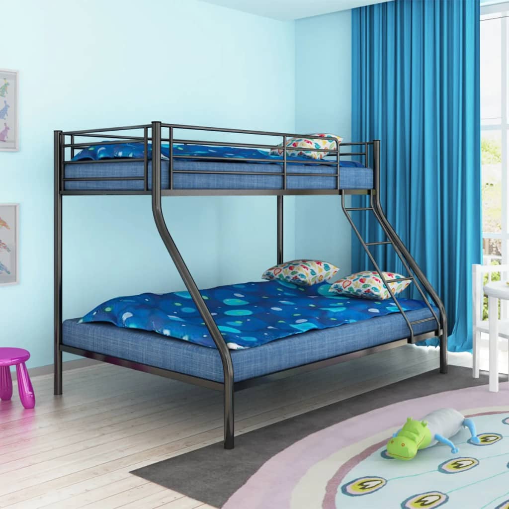 vidaXL Rám dětské poschoďové postele černý kov 140 x 200 / 90 x 200 cm
