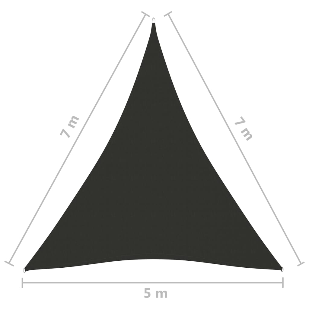 vidaXL Stínící plachta oxfordská látka trojúhelník 5x7x7 m antracitová