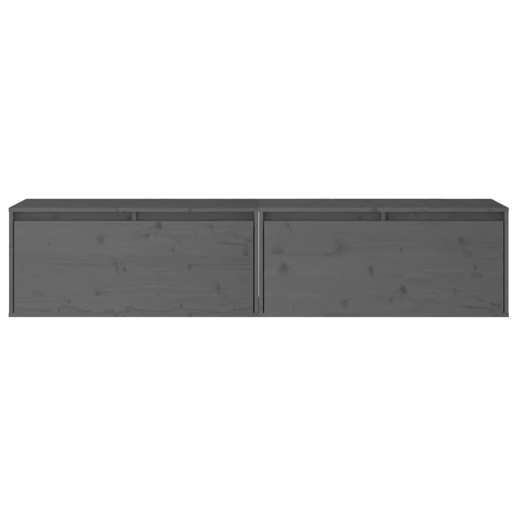vidaXL Nástěnné skříňky 2 ks šedé 80 x 30 x 35 cm masivní borové dřevo