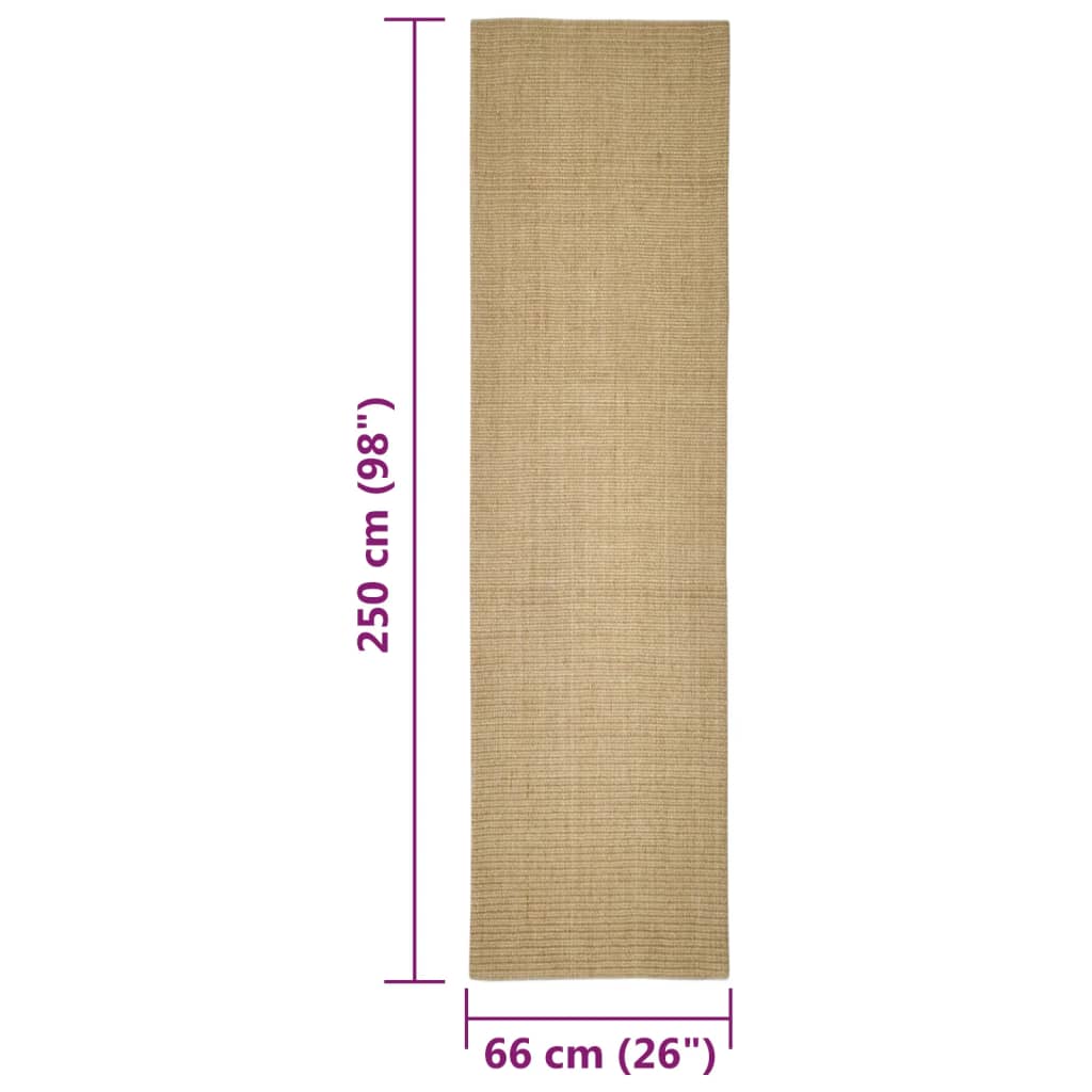 vidaXL Sisalový koberec pro škrabací sloupek 66 x 250 cm
