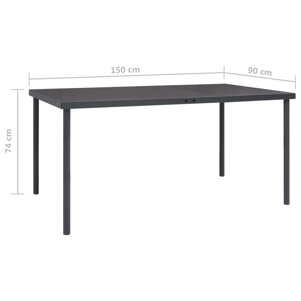 vidaXL Venkovní jídelní stůl antracitový 150 x 90 x 74 cm ocel