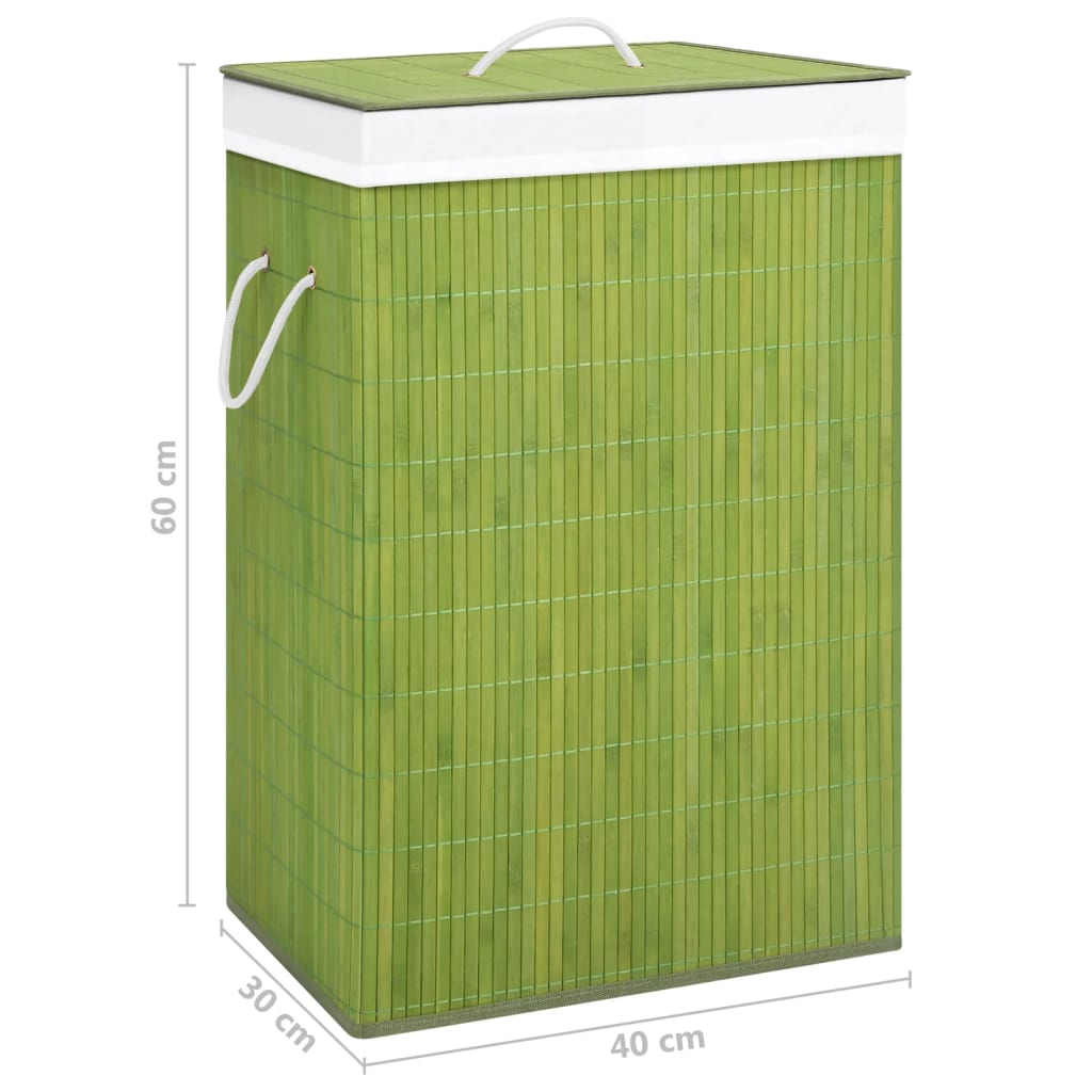 vidaXL Bambusový koš na prádlo s jednou přihrádkou zelený