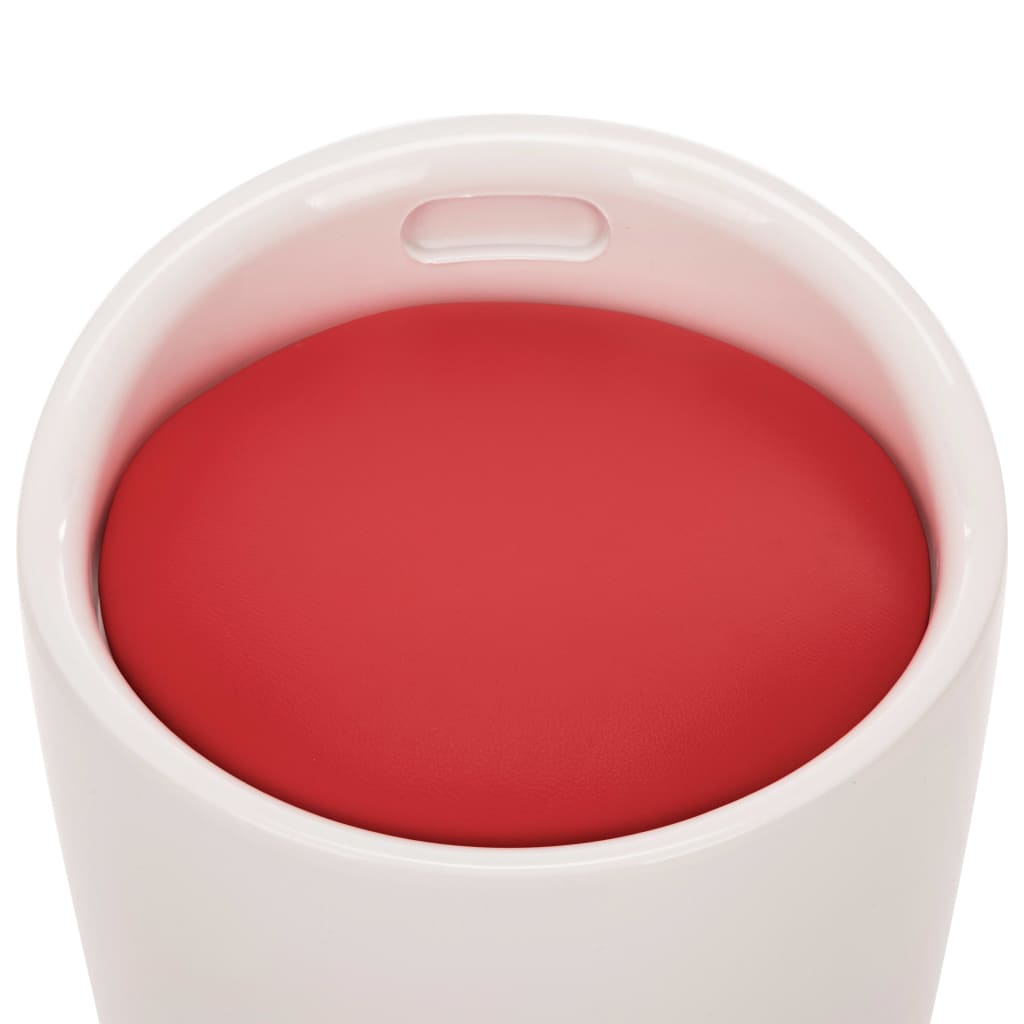 vidaXL Stolička s úložným prostorem bílá a červená umělá kůže