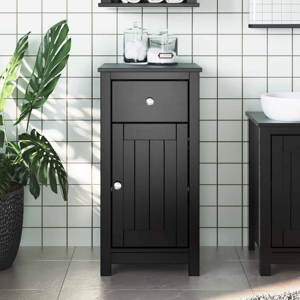 vidaXL Koupelnová skříňka BERG černá 40x34x80 cm masivní borové dřevo