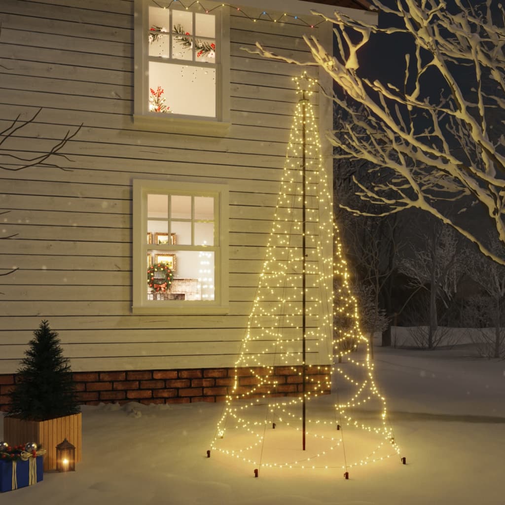 vidaXL Vánoční stromek s kovovým sloupkem 500 LED diod teplé bílé 3 m