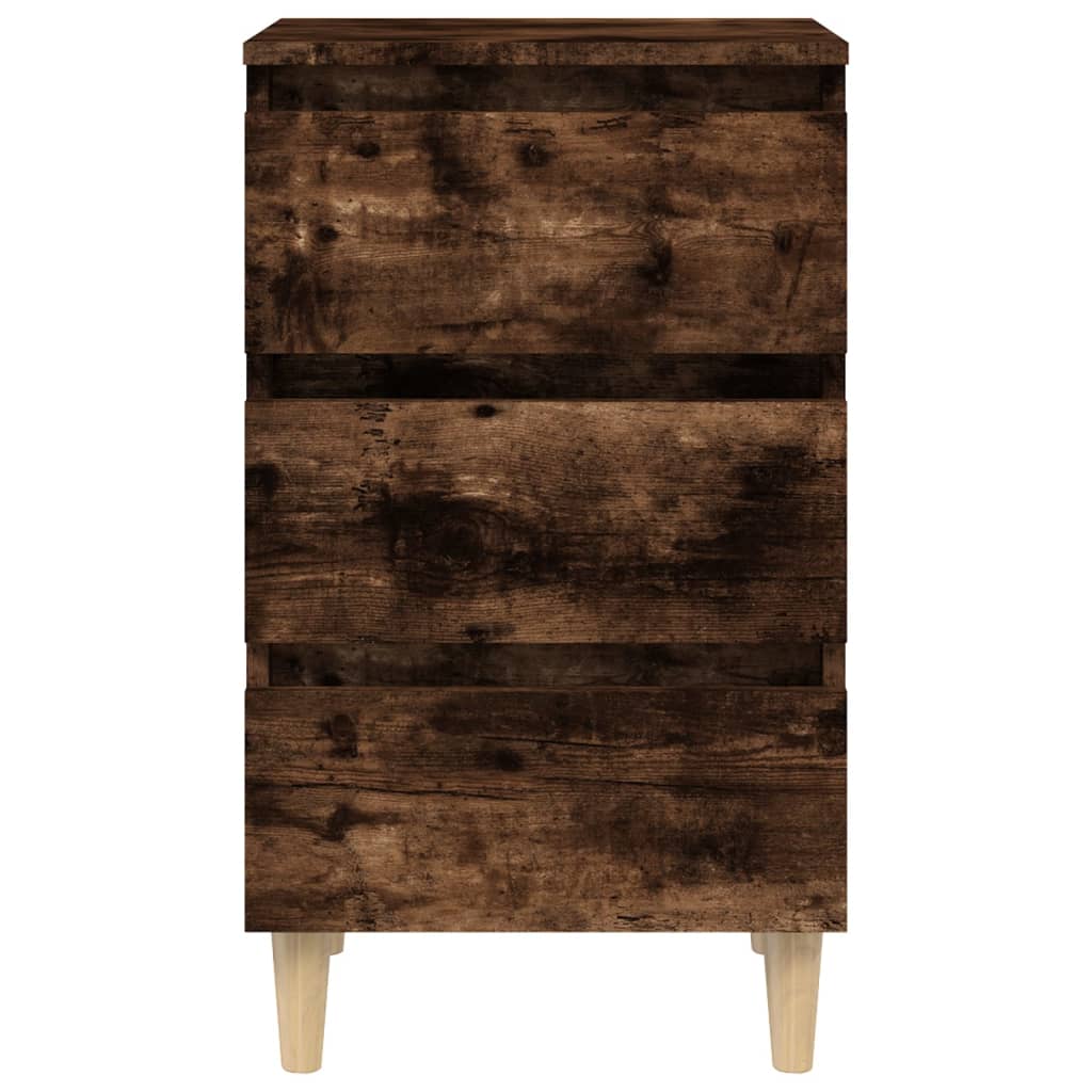 vidaXL Noční stolek masivní dřevěné nohy kouřový dub 40 x 35 x 69 cm