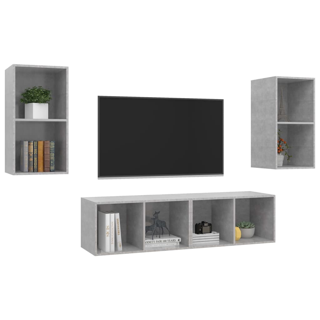 vidaXL Nástěnné TV skříňky 4 ks betonově šedé dřevotříska