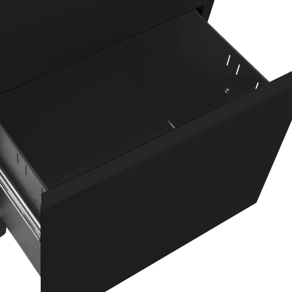 vidaXL Mobilní kartotéka černá 39 x 45 x 60 cm ocel