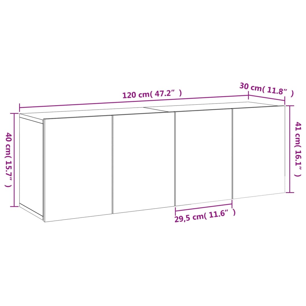 vidaXL TV skříňky nástěnné 2 ks bílé 60 x 30 x 41 cm