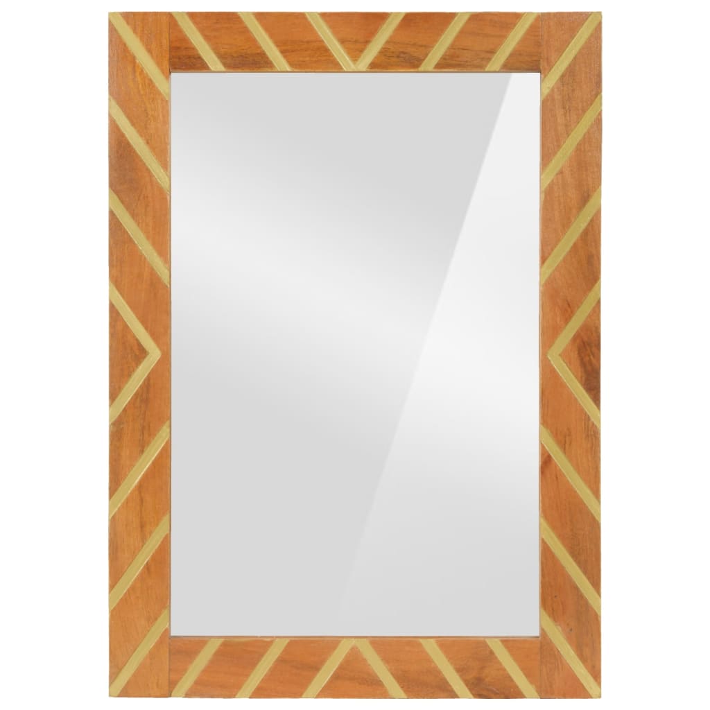 vidaXL Koupelnové zrcadlo hnědé 50x70x3 cm masivní mangovník a sklo