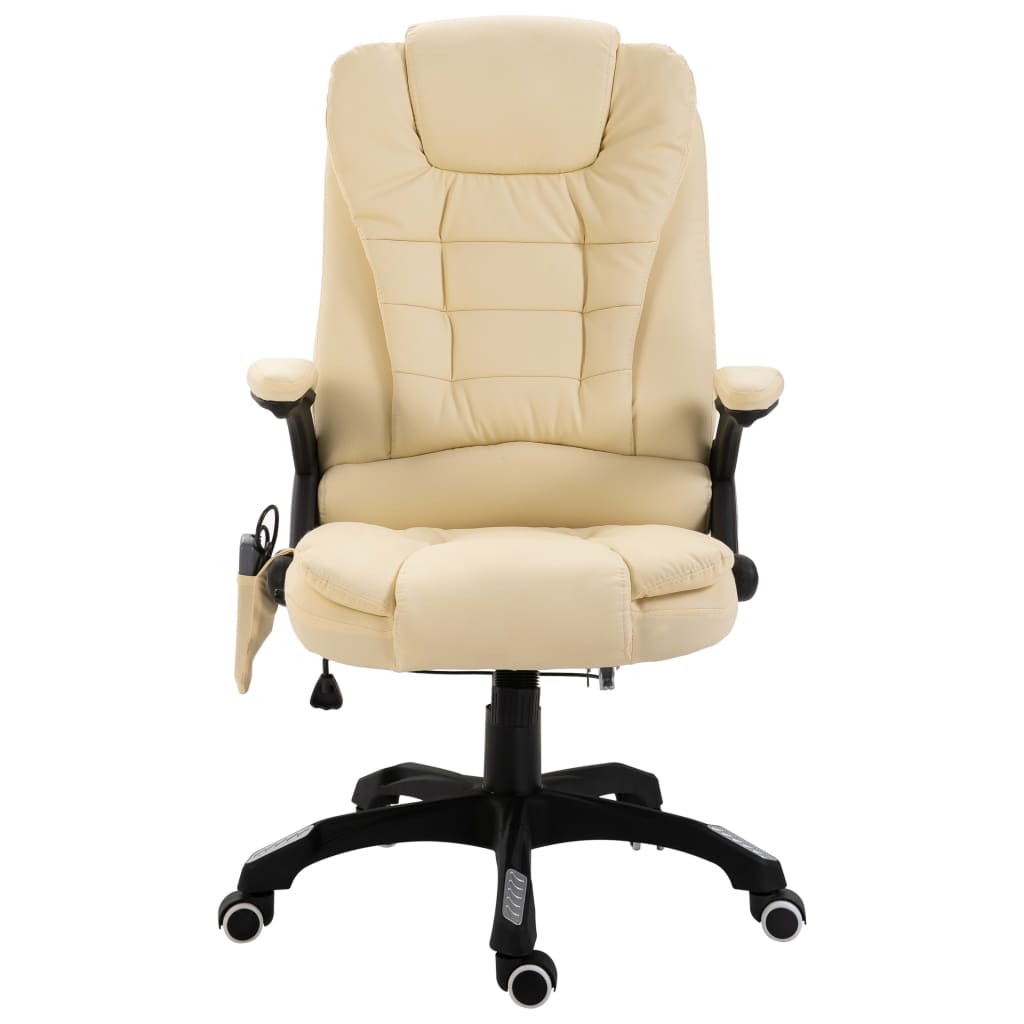 vidaXL Masážní kancelářská židle krémová umělá kůže