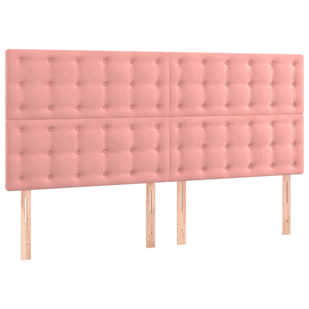 vidaXL Čelo postele s LED růžové 200x5x118/128 cm samet