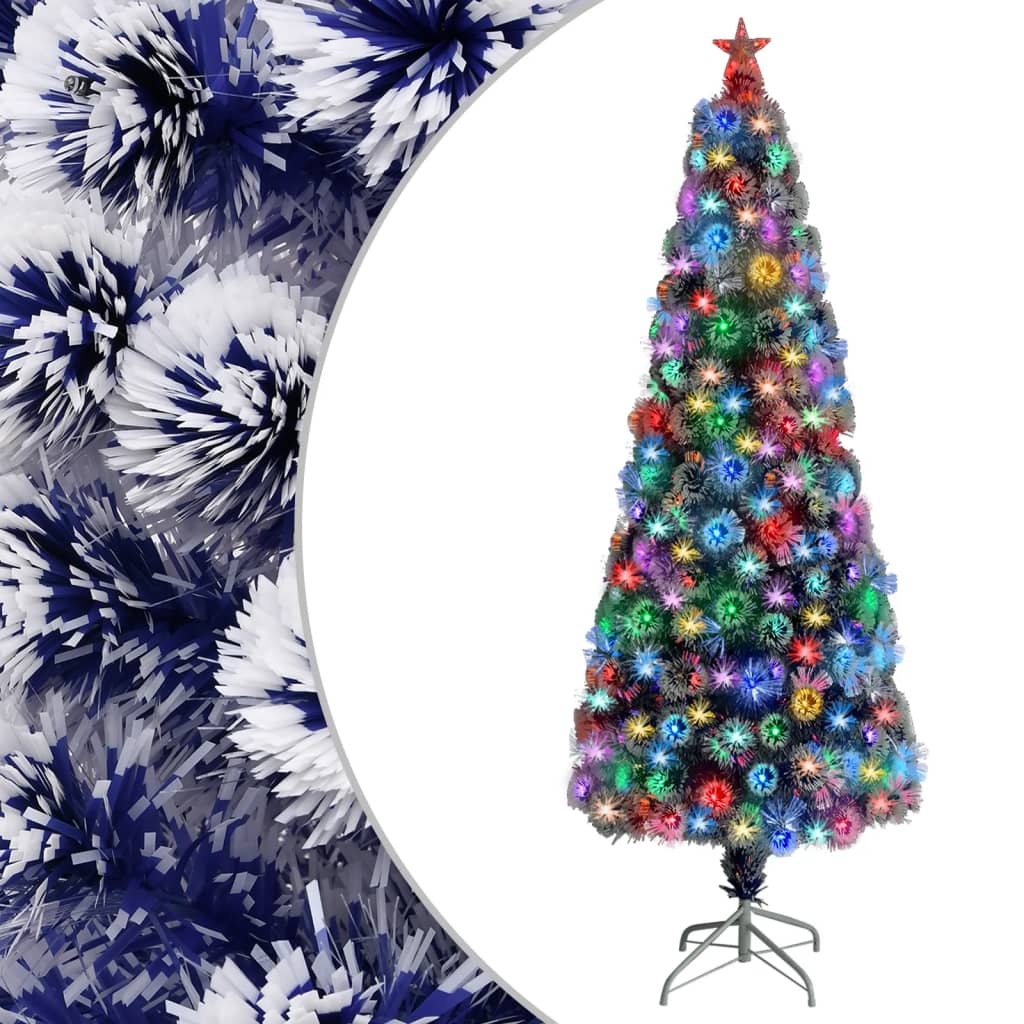 vidaXL Vánoční stromek LED osvětlení bílý modrý 240 cm optické vlákno