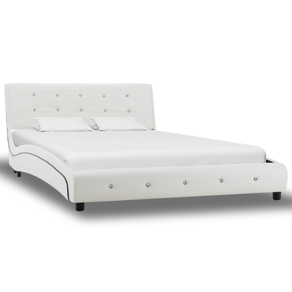 vidaXL Rám postele bílý umělá kůže 120 x 200 cm