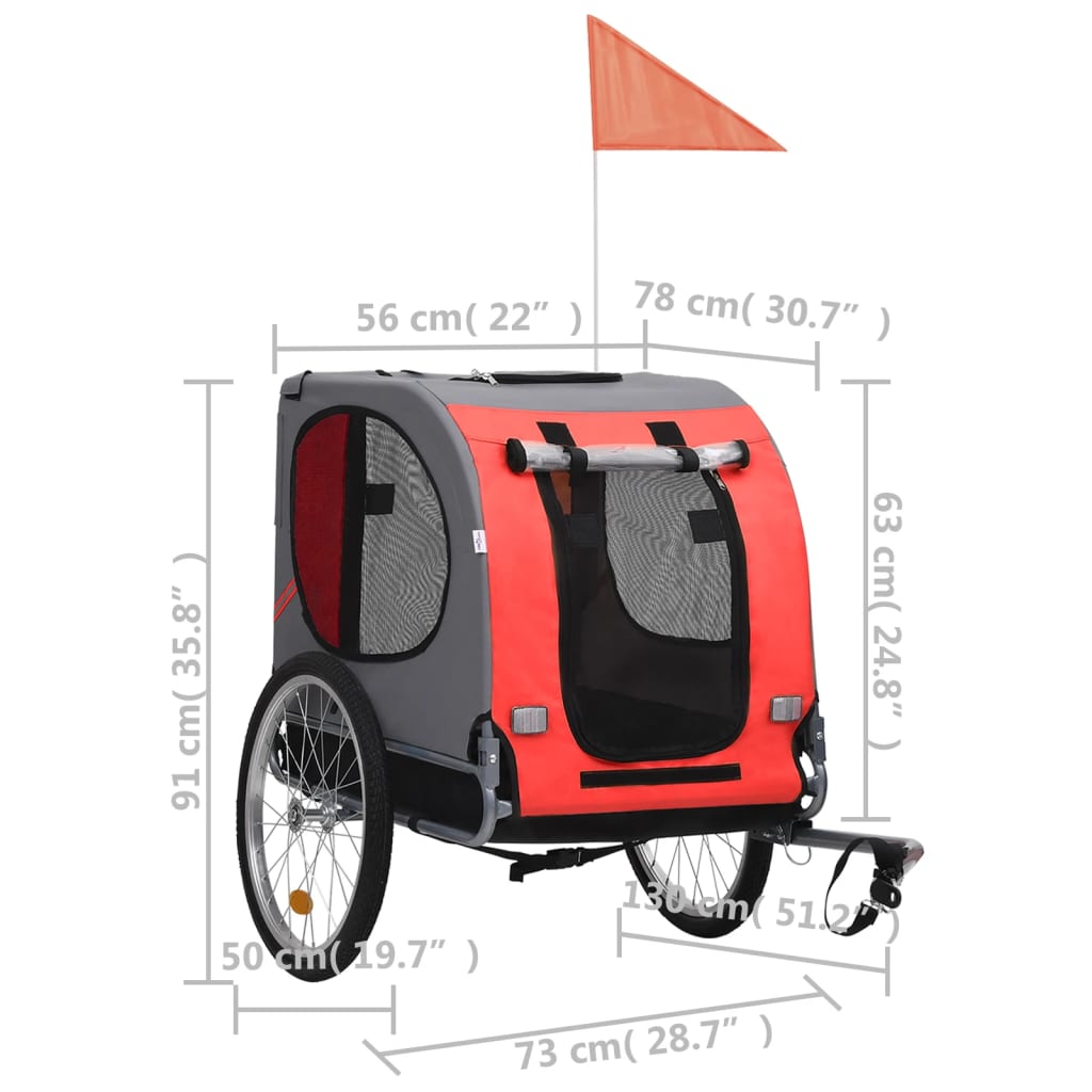 vidaXL Vozík za kolo pro psa červeno-černý