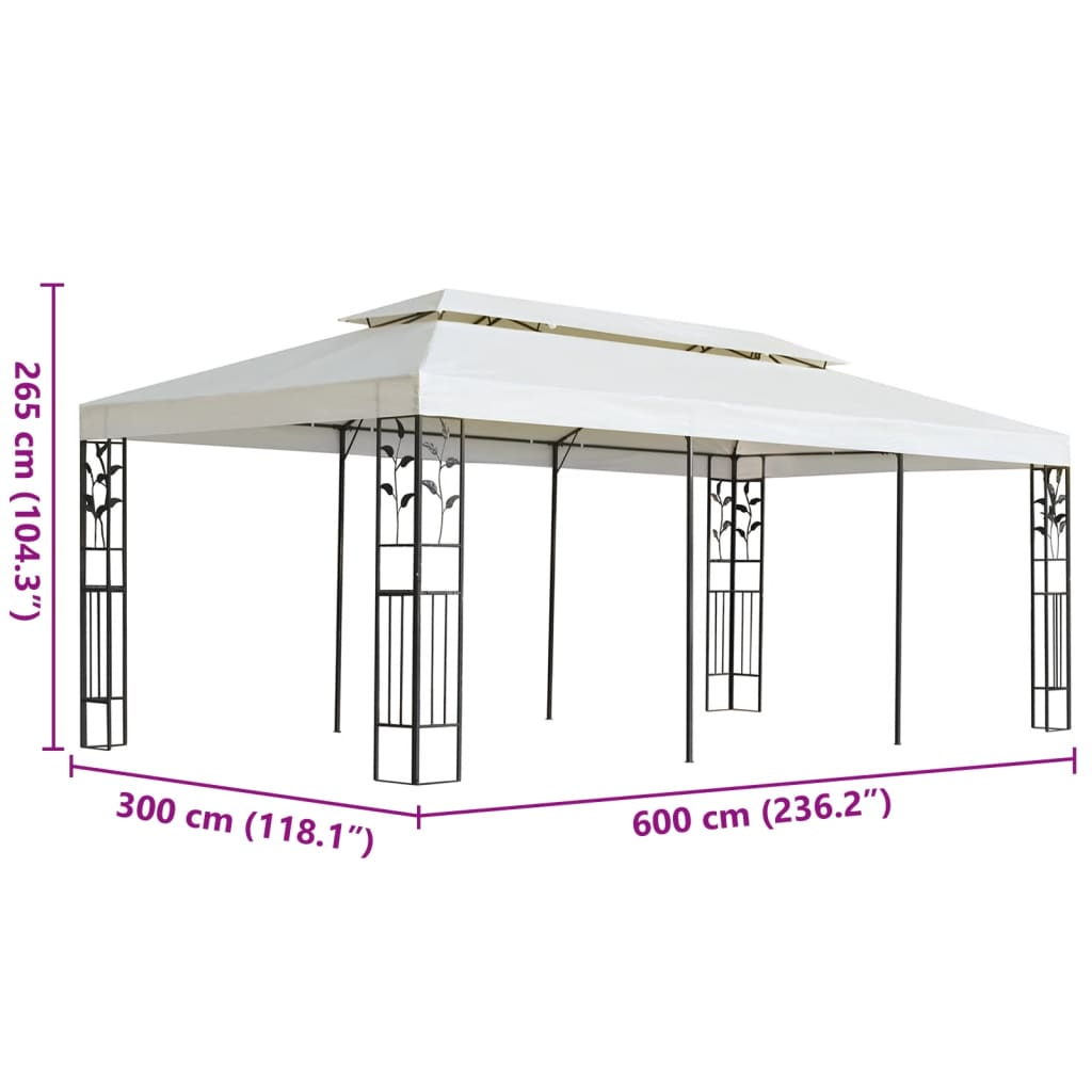 vidaXL Altán s dvojitou střechou bílý 6 x 3 m ocel