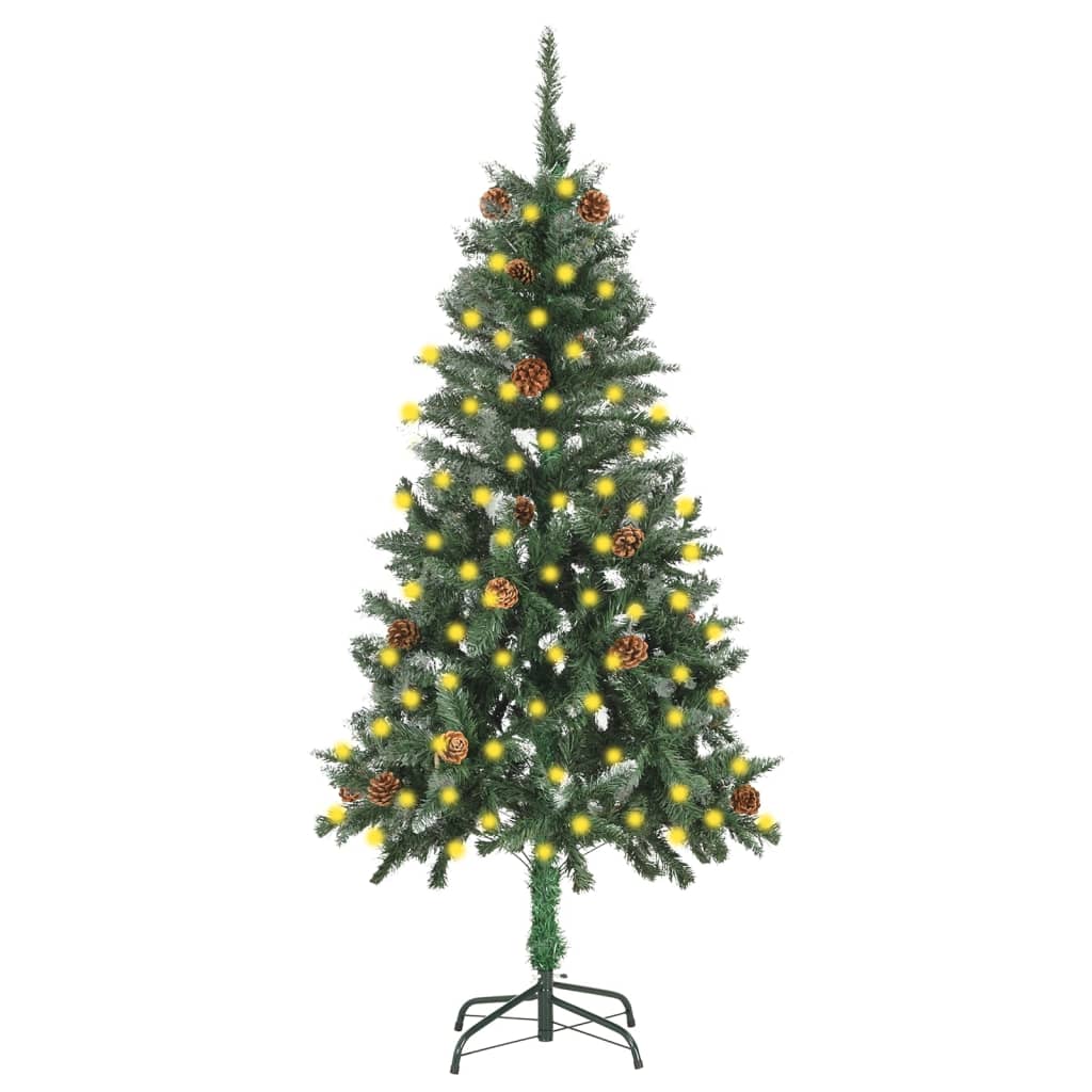 vidaXL Umělý vánoční stromek s LED osvětlením a šiškami 150 cm