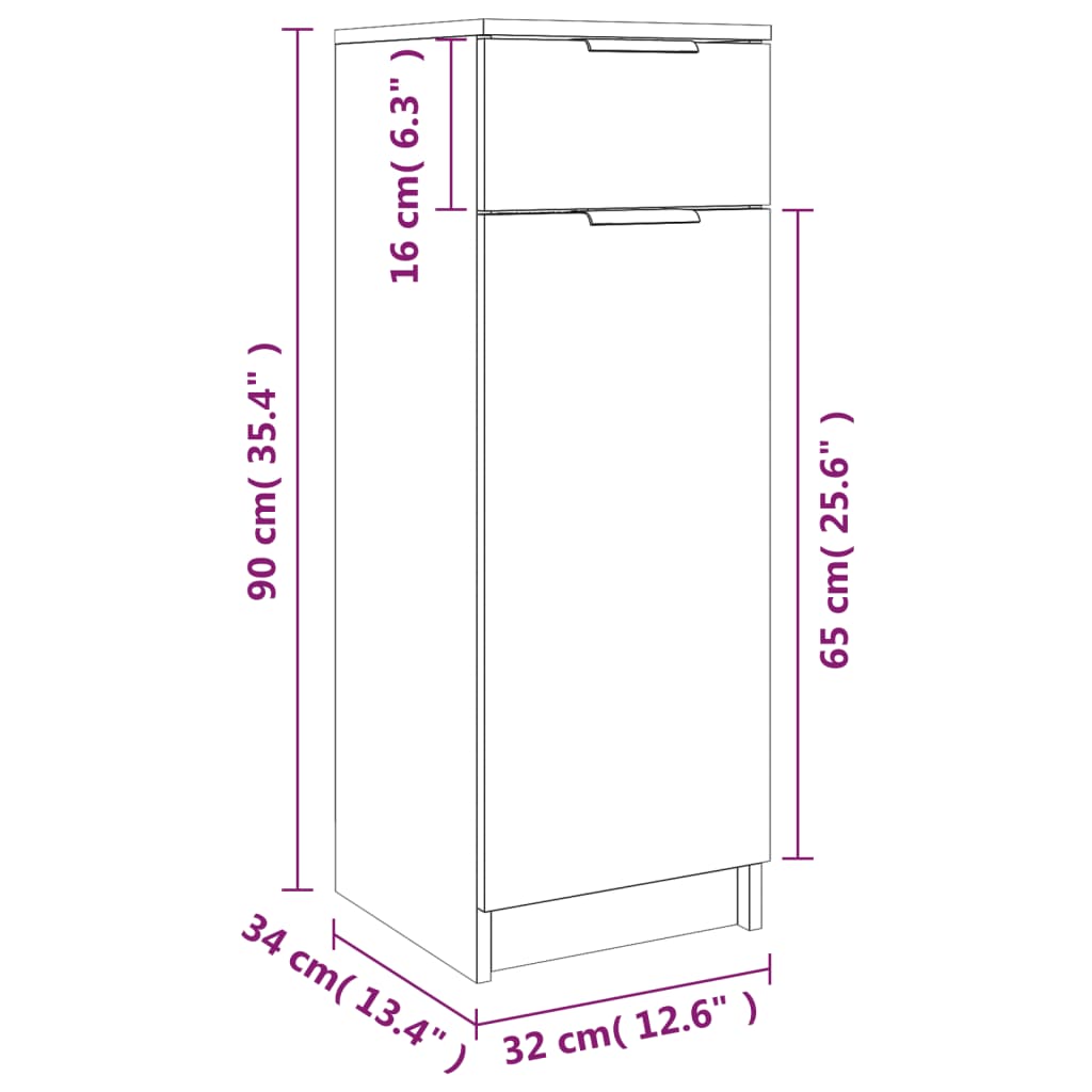 vidaXL Koupelnová skříňka hnědý dub 32 x 34 x 90 cm kompozitní dřevo