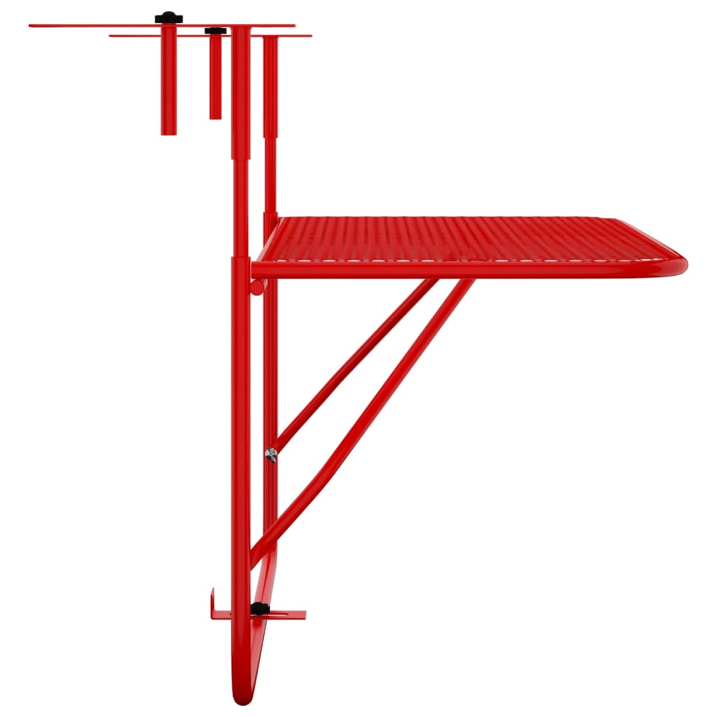 vidaXL Balkonový stolek červený 60 x 40 cm ocel