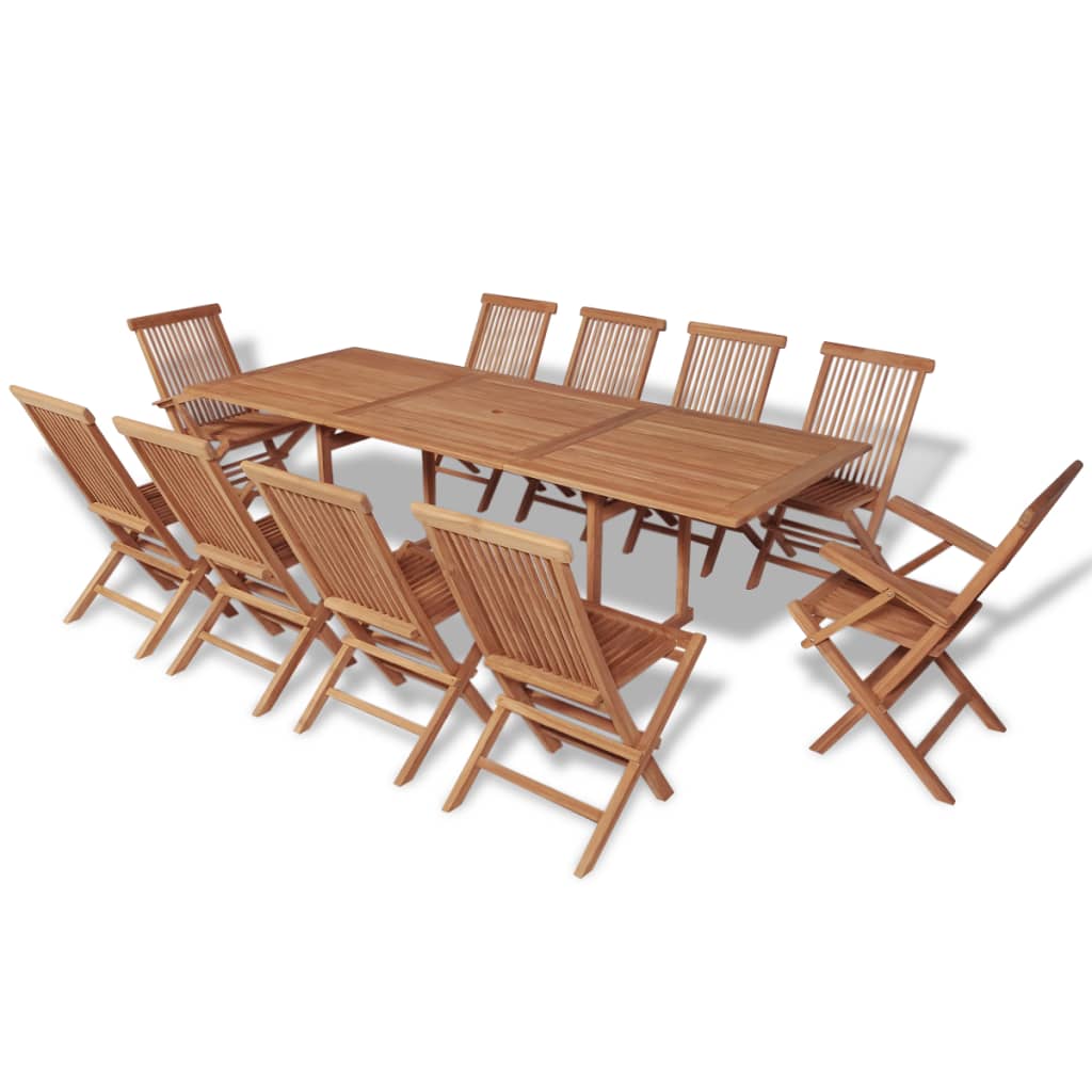 vidaXL 11dílný zahradní jídelní set skládací židle masivní teak