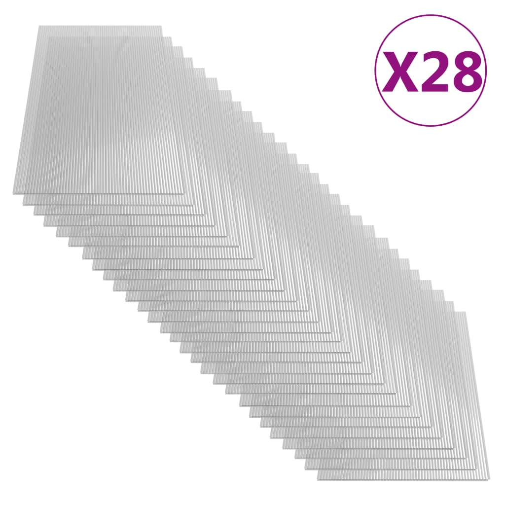 vidaXL Polykarbonátové desky 28 ks 4 mm 121 x 60 cm
