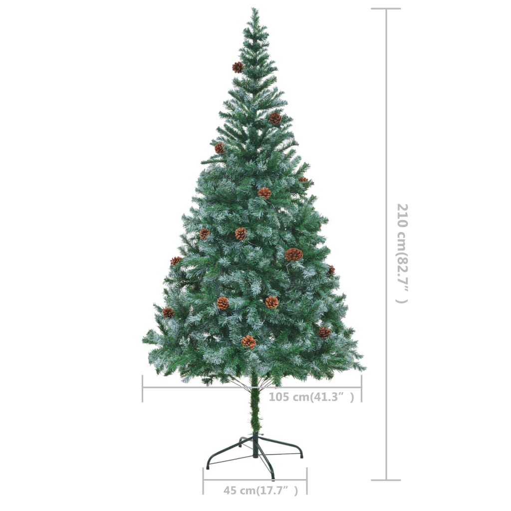 vidaXL Umělý vánoční stromek se šiškami 210 cm