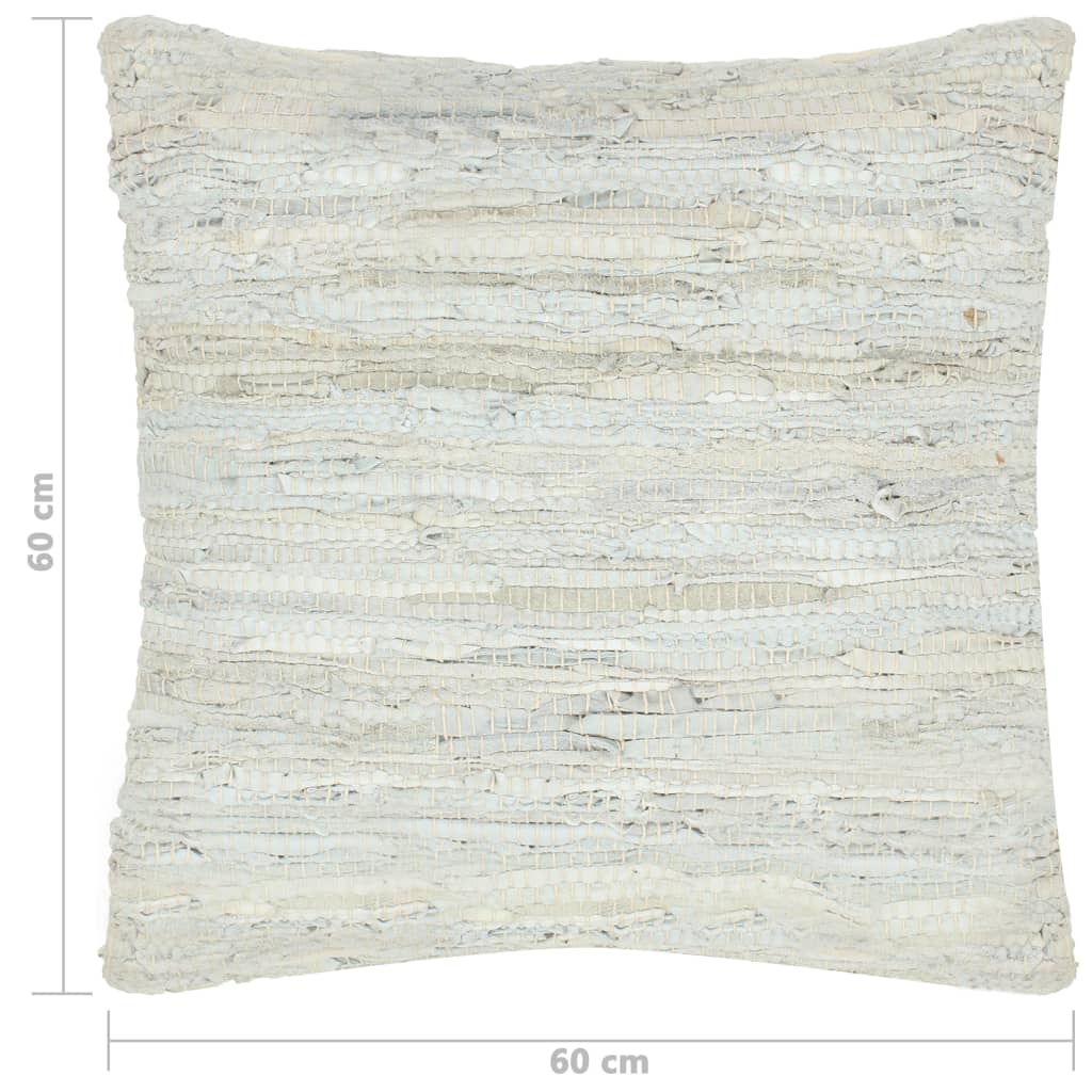 vidaXL Polštář chindi světle šedý 60 x 60 cm kůže a bavlna