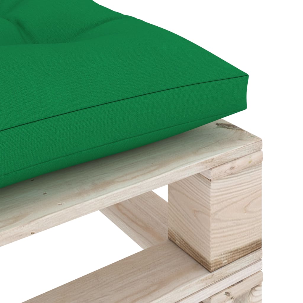 vidaXL Zahradní taburet z palet se zelenou poduškou borové dřevo