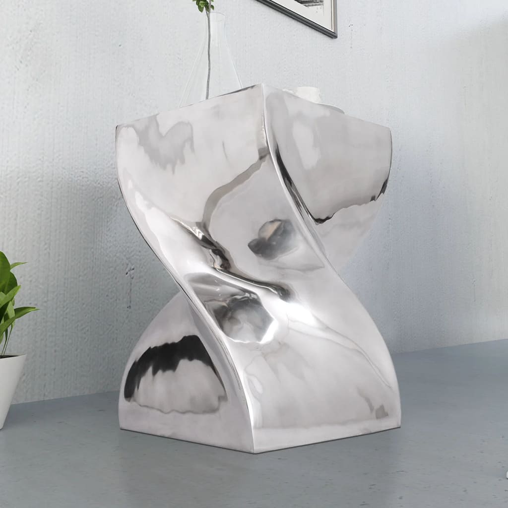 vidaXL Stolička / odkládací stolek, kroucený tvar, hliníkový stříbrný