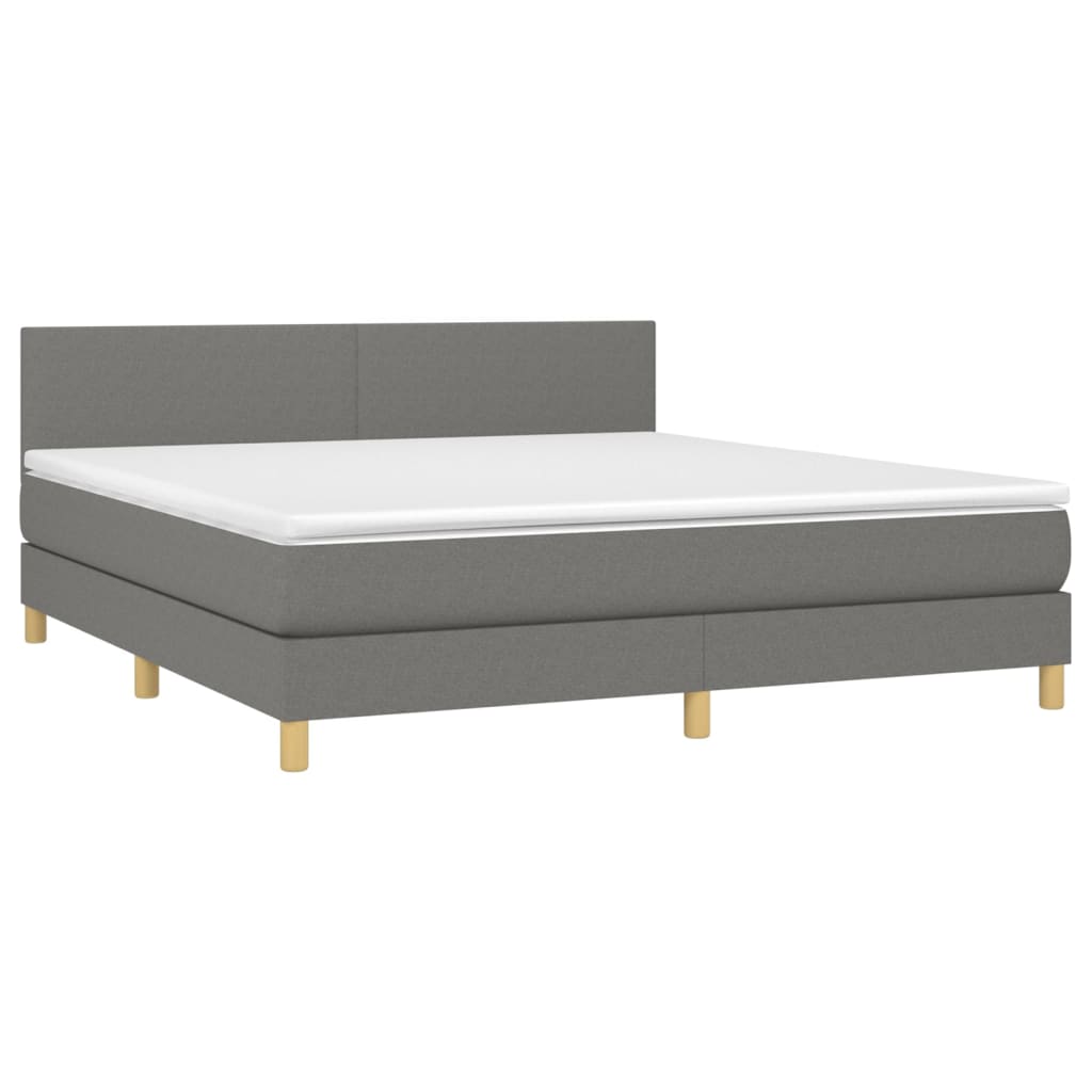 vidaXL Box spring postel s matrací a LED tmavě šedá 160x200 cm textil