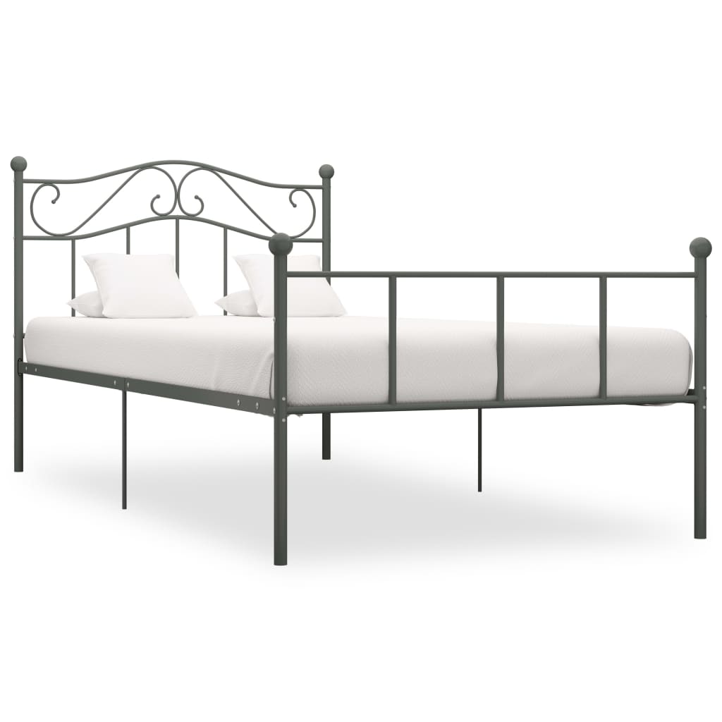 vidaXL Rám postele šedý kov 90 x 200 cm