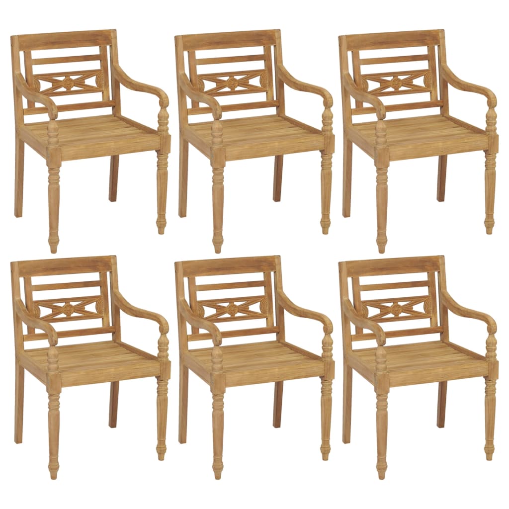 vidaXL Židle Batavia s poduškami 6 ks masivní teakové dřevo