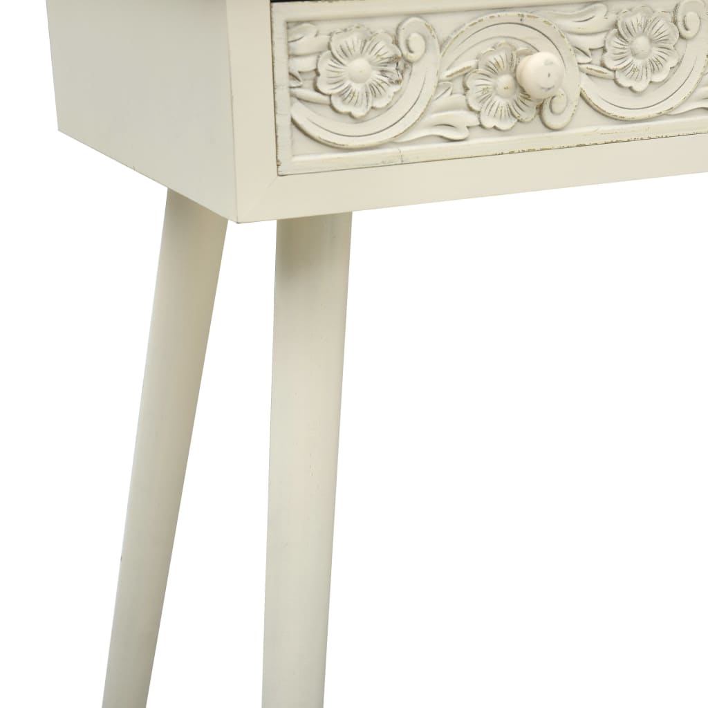 vidaXL Konzolový stolek 2 zásuvky vyřezávaný šedý 80x40x77,8 cm dřevo