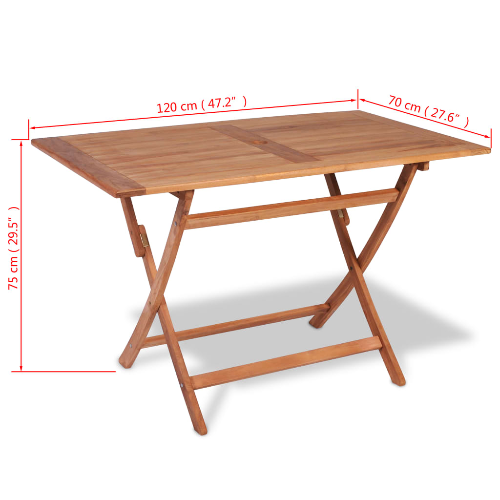 vidaXL Skládací zahradní stůl 120 x 70 x 75 cm masivní teakové dřevo