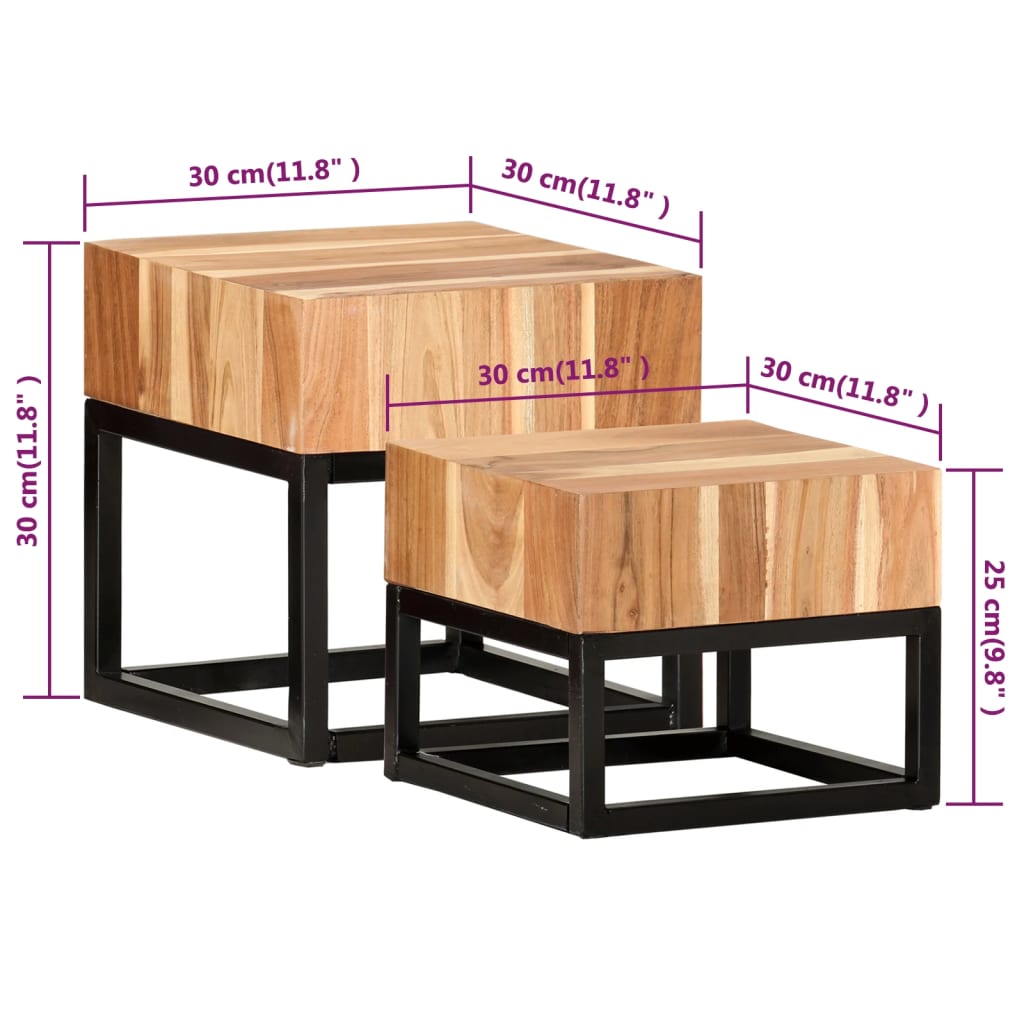 vidaXL Odkládací stolky 2 ks masivní akáciové dřevo