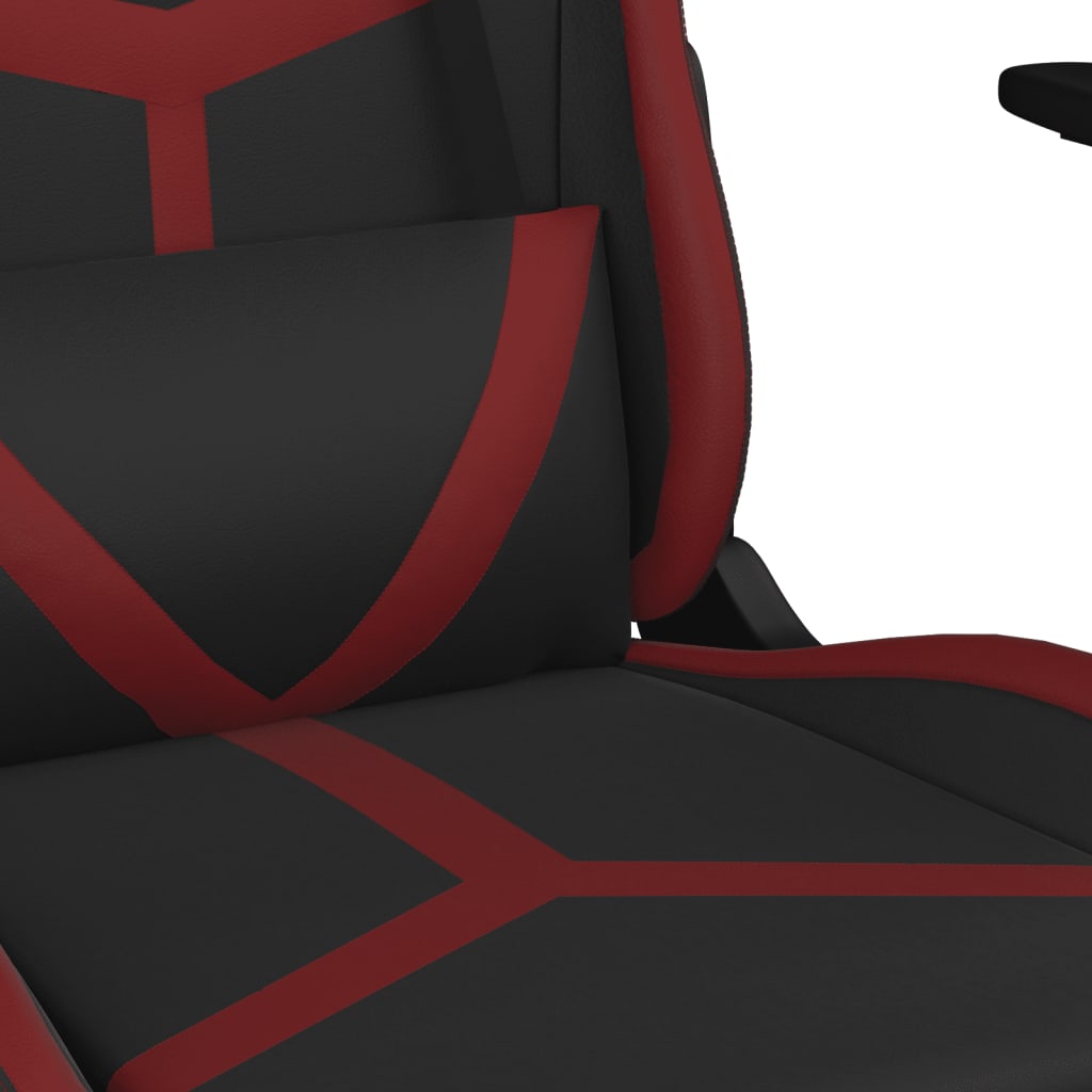 vidaXL Masážní herní židle černá a vínová umělá kůže