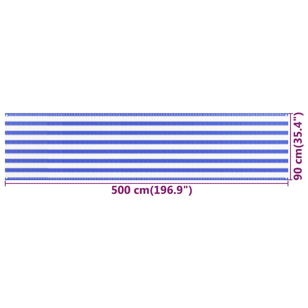 vidaXL Balkonová zástěna modrobílá 90 x 500 cm HDPE