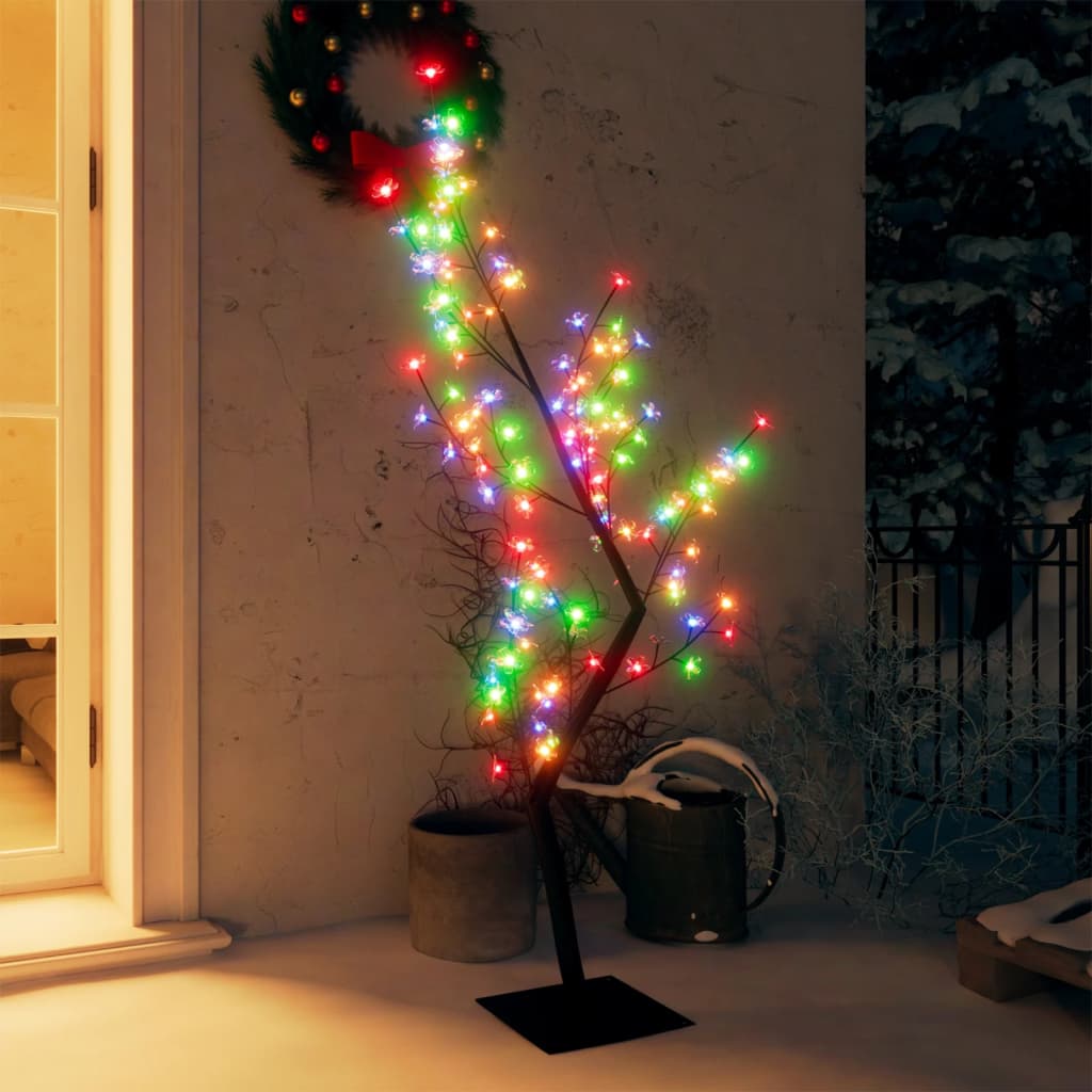 vidaXL Vánoční strom 128 LED diod barevné světlo třešňový květ 120 cm