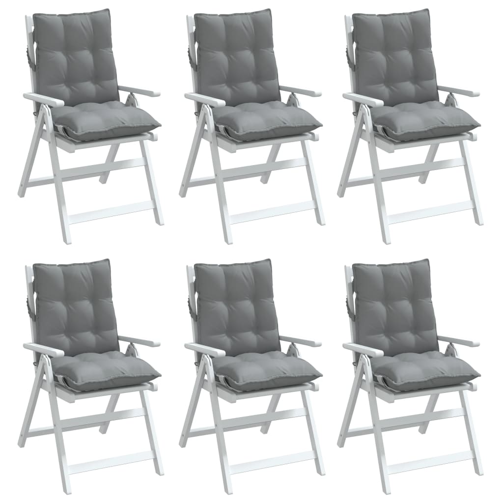 vidaXL Podušky na židli s nízkým opěradlem 6 ks šedé oxfordská tkanina
