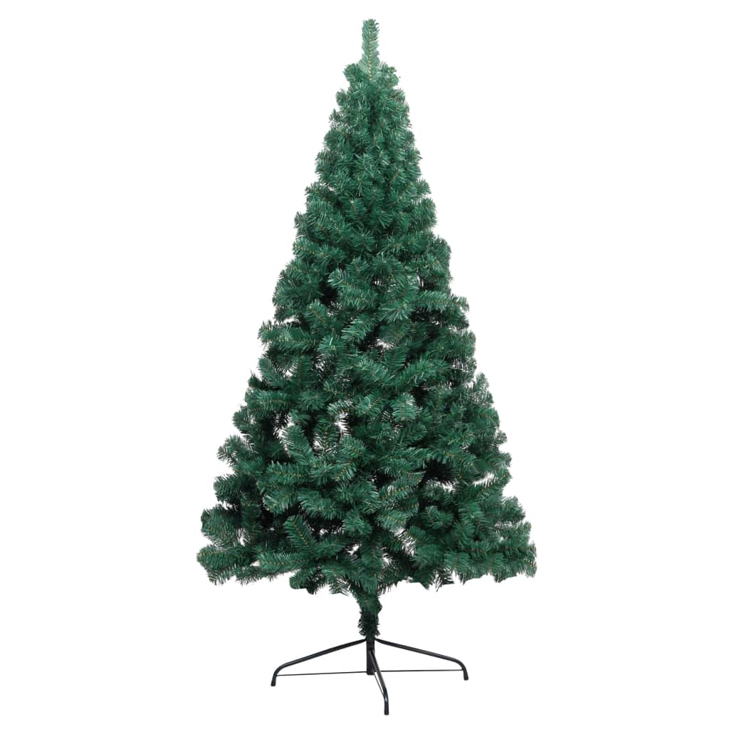 vidaXL Umělý vánoční půl stromek s LED a sadou koulí zelený 150 cm