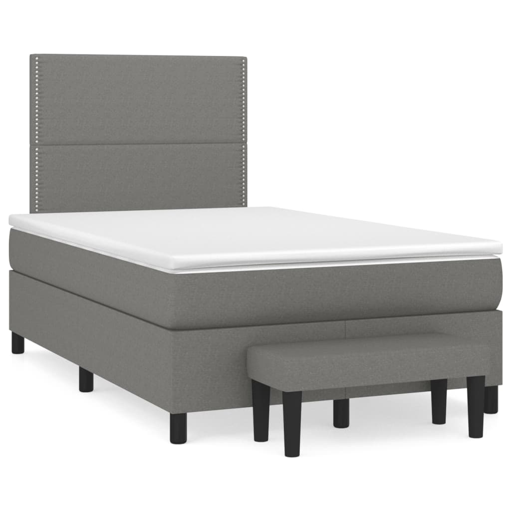 vidaXL Box spring postel s matrací tmavě šedá 120x190 cm textil
