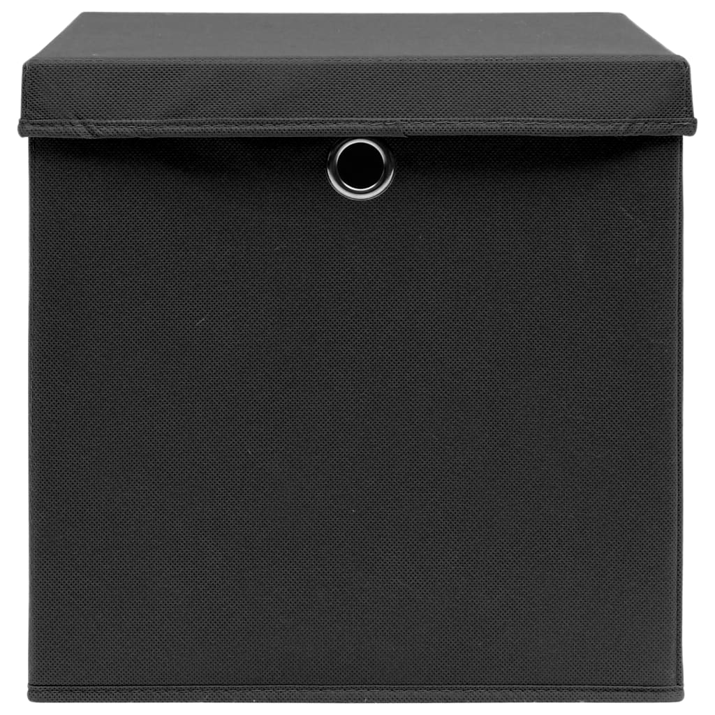 vidaXL Úložné boxy s víky 10 ks černé 32 x 32 x 32 cm textil