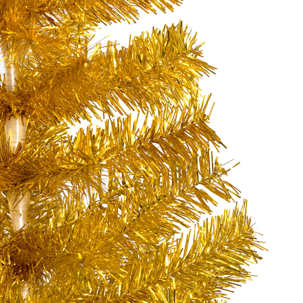 vidaXL Vánoční stromek s LED osvětlením a stojanem zlatý 150 cm PET