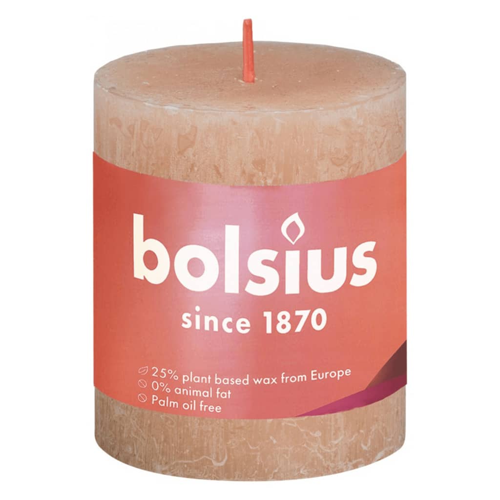 Bolsius Rustikální válcové svíčky Shine 4 ks 80 x 68 mm mlhově růžové
